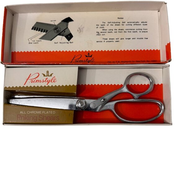 Primstyle Vintage All Chrome Plated Pinking Shears 9 in Woolworth Japan - Picture 1 of 10